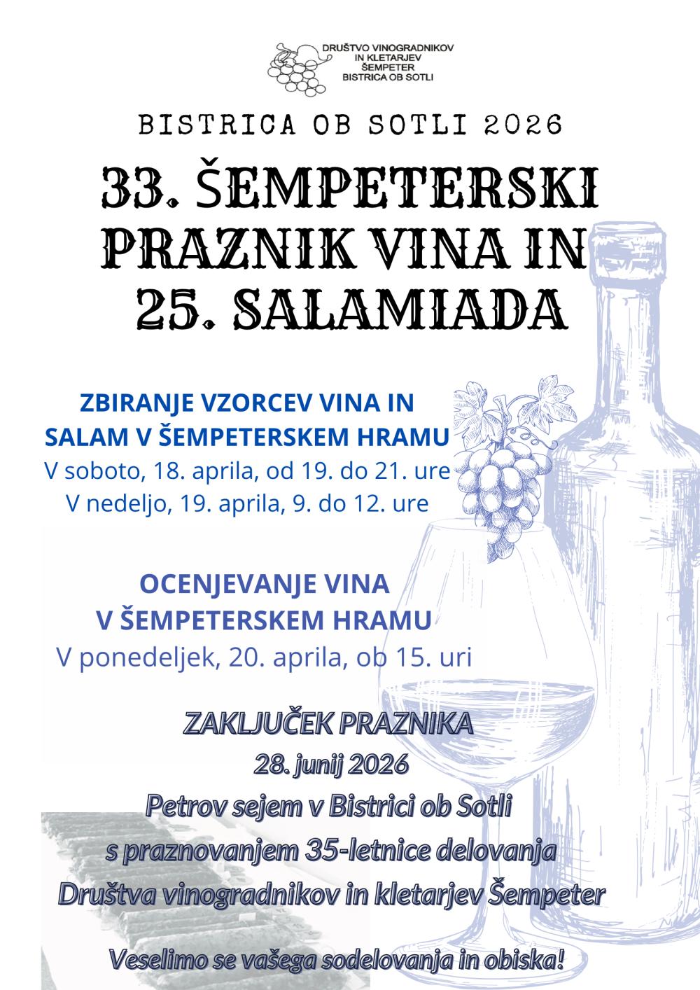 ZBIRANJE VZORCEV VINA IN SALAM
