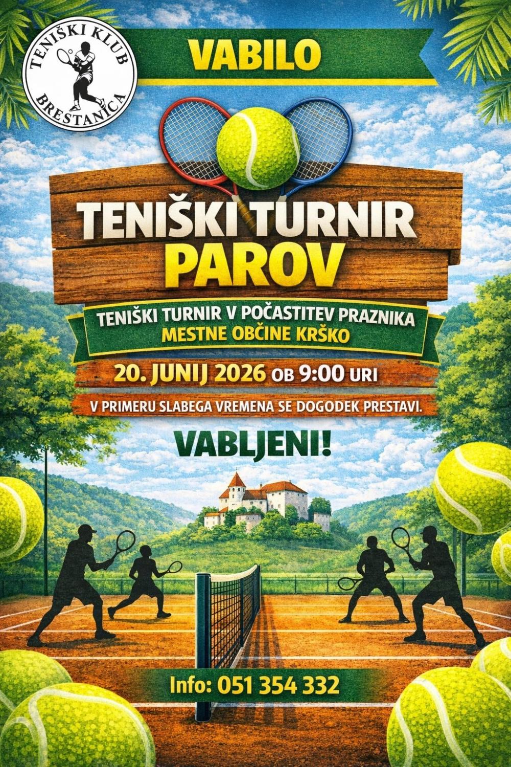 TENIŠKI TURNIR PAROV V POČASTITEV PRAZNIKA MO KRŠKO IN KS BRESTANICA