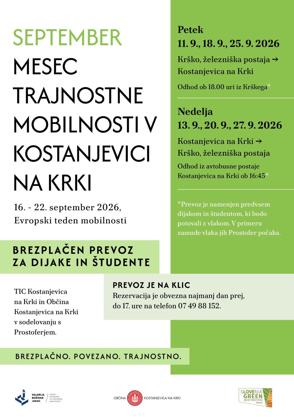 SEPTEMBER - MESEC TRAJNOSTNE MOBILNOSTI V KOSTANJEVICI NA KRKI